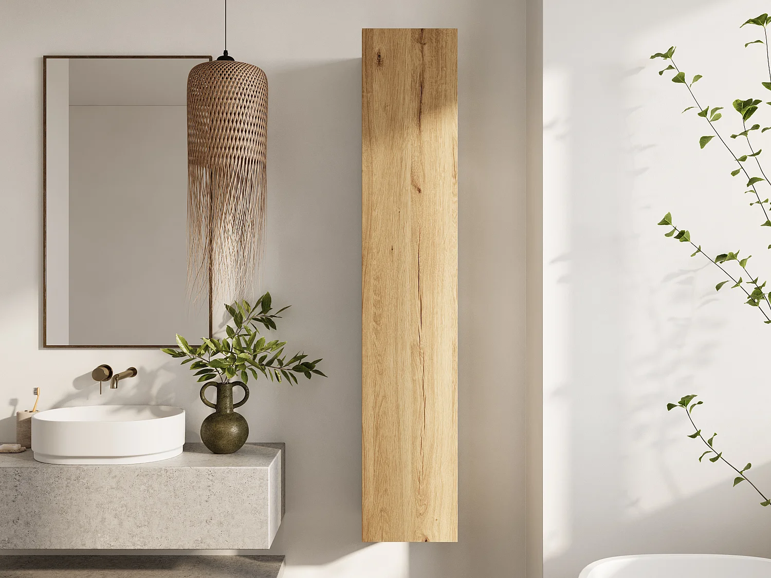 Colonne de salle de bain suspendue KAYA 105/160 cm – Meuble haut moderne avec système Push to Open