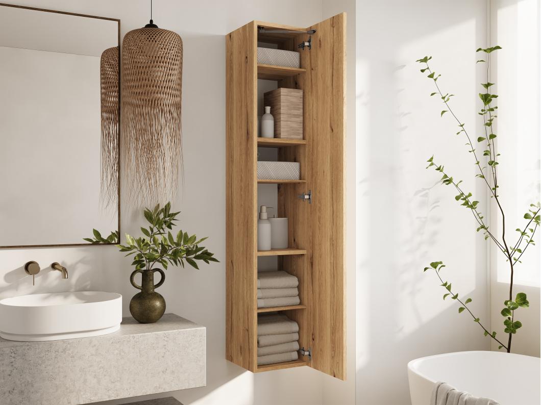 Zwevende badkamerkolom KAYA 105/160 cm – Moderne hoge kast met Push to Open-systeem