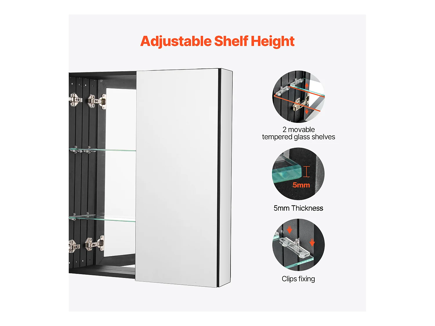 Armoire à Pharmacie, buffet médicaments à deux portes, SucceBuy Armoire à Pharmacie 66.2 × 76,2 cm - Armoire à Miroir avec Étagères Réglables