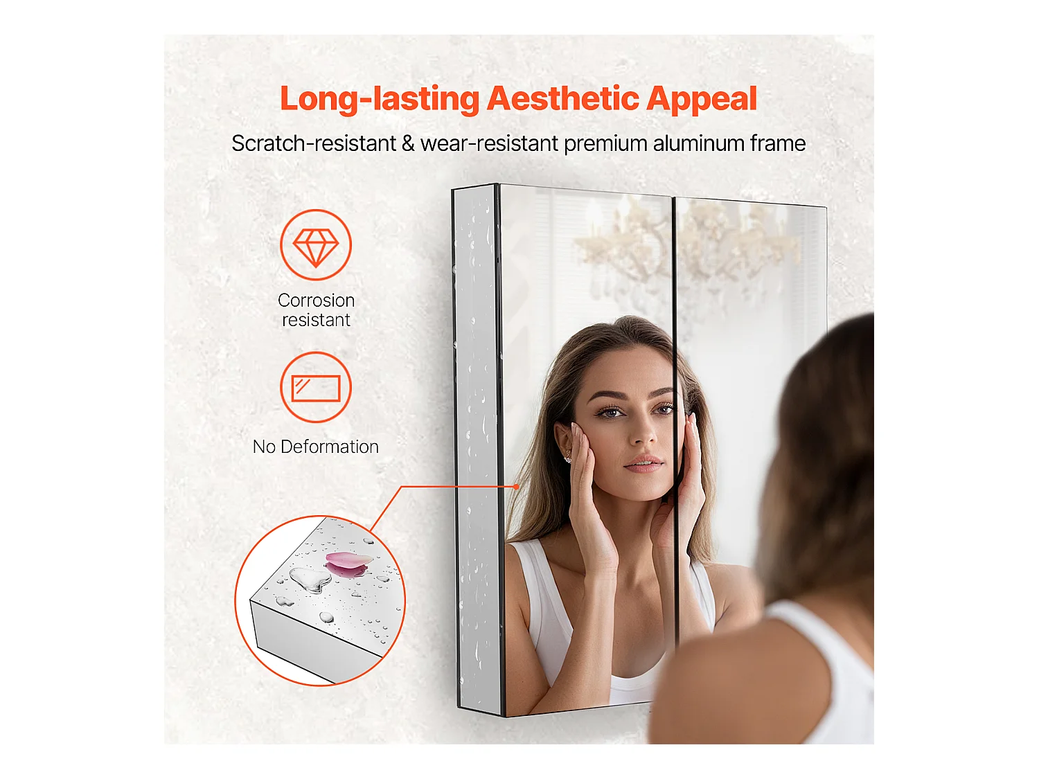 Armoire à Pharmacie, buffet médicaments à deux portes, SucceBuy Armoire à Pharmacie 66.2 × 76,2 cm - Armoire à Miroir avec Étagères Réglables