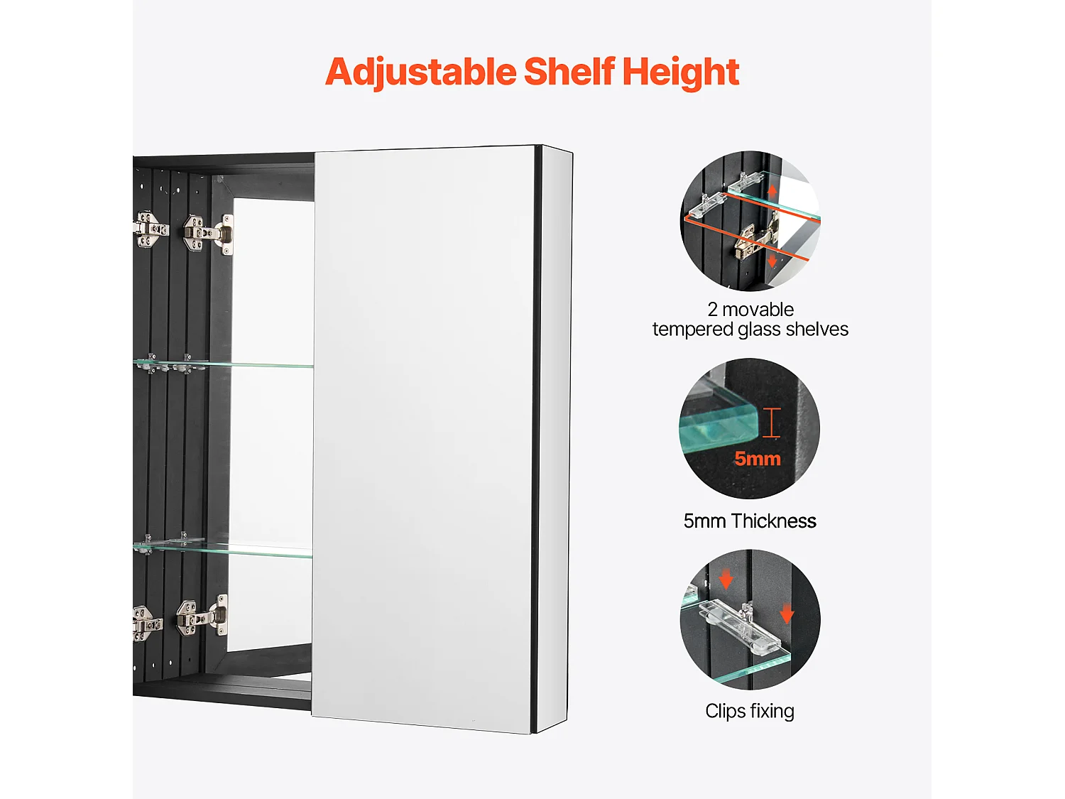 Medicijnkastje, SucceBuy Medicijnkastje, 66 x 76 cm, Badkamer Medicijnkastje met Spiegel en 2 Laagjes Verstelbare Planken