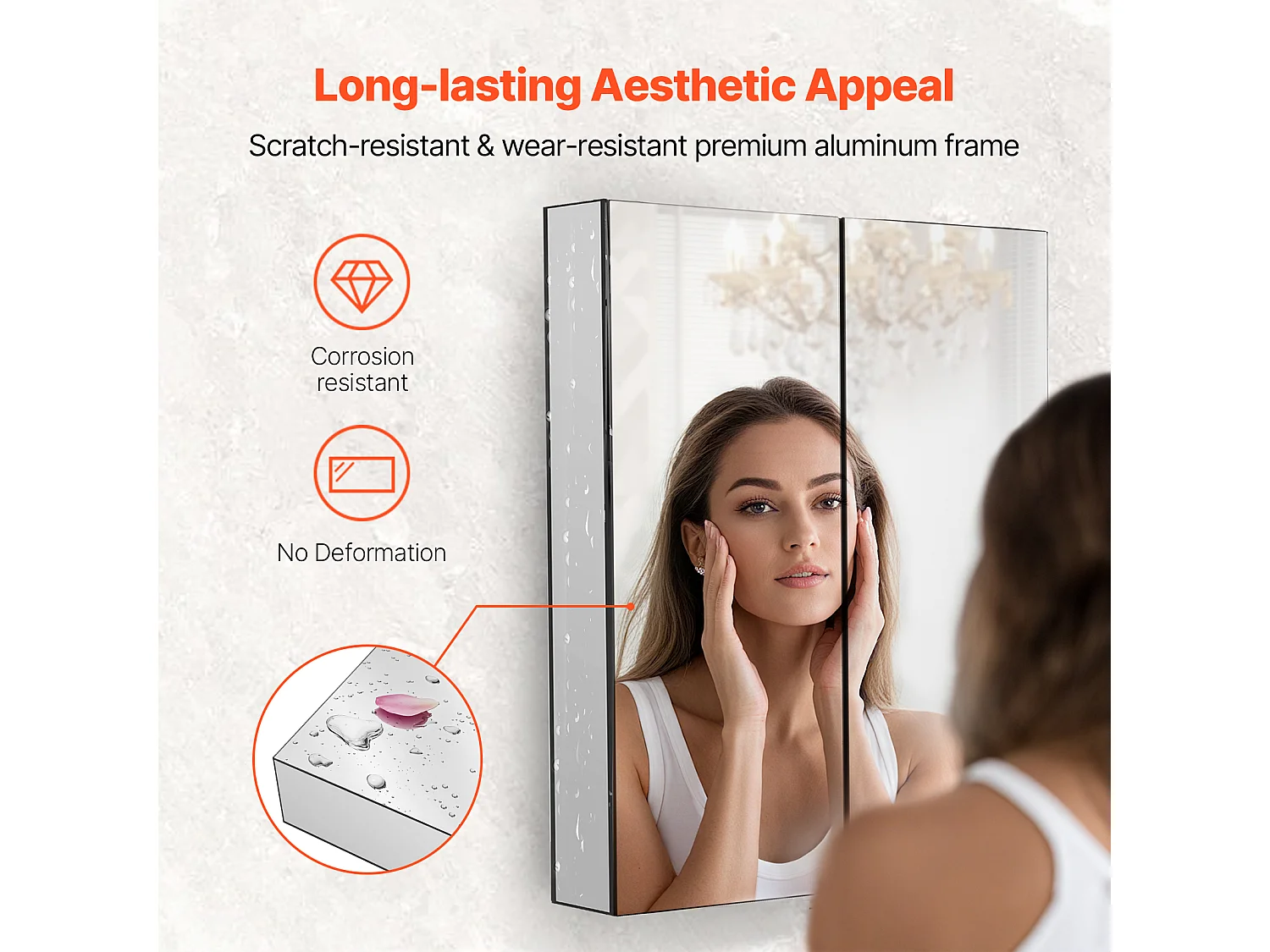 Medicijnkastje, SucceBuy Medicijnkastje, 66 x 76 cm, Badkamer Medicijnkastje met Spiegel en 2 Laagjes Verstelbare Planken