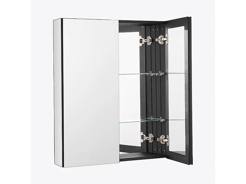 Armadietto da Bagno, SucceBuy Armadietto da Bagno, 66 x 76 cm, Armadietto da Bagno con Specchio e Ripiani Regolabili a 2 Strati