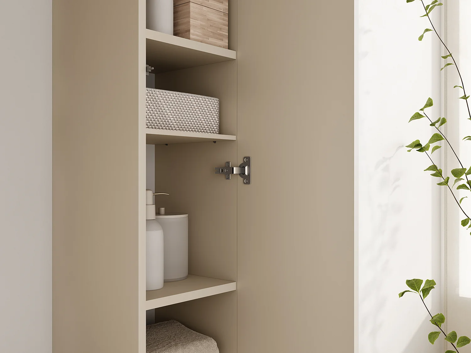 Zwevende badkamerkolom KAYA 105/160 cm – Moderne hoge kast met Push to Open-systeem