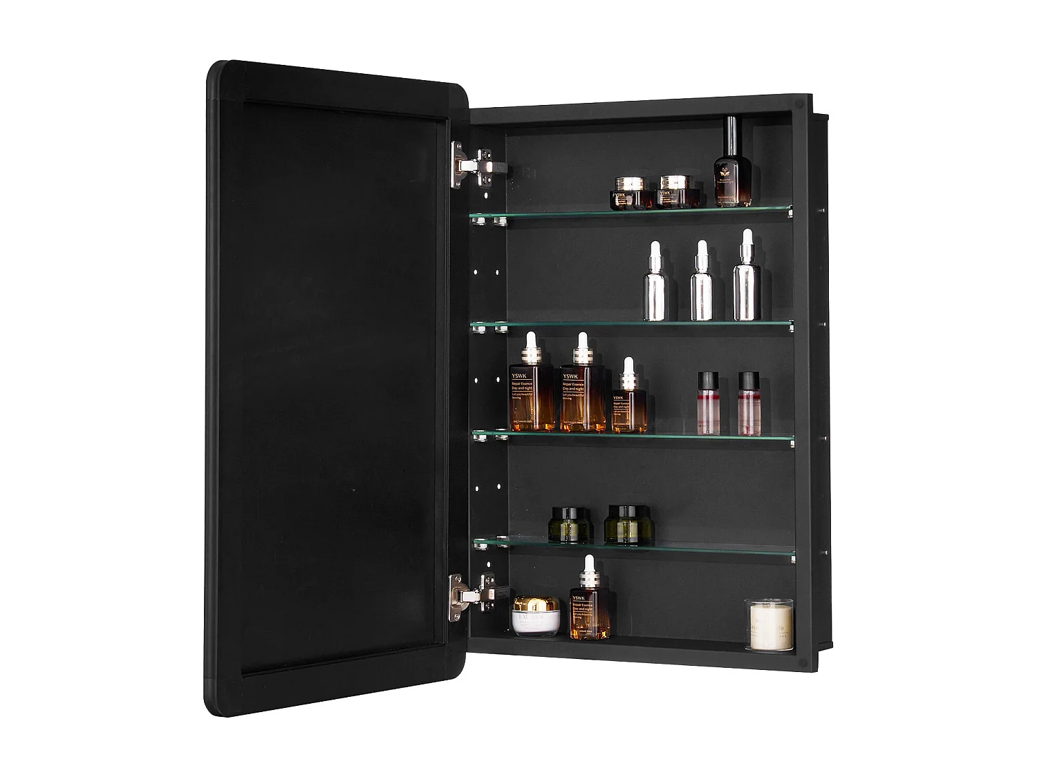 Armoire à Pharmacie, SucceBuy Armoire à Pharmacie, 51 x 76 cm, pour Salle de Bain avec Miroir, Étages Réglables, Options Encastrées et Fixées au Mur
