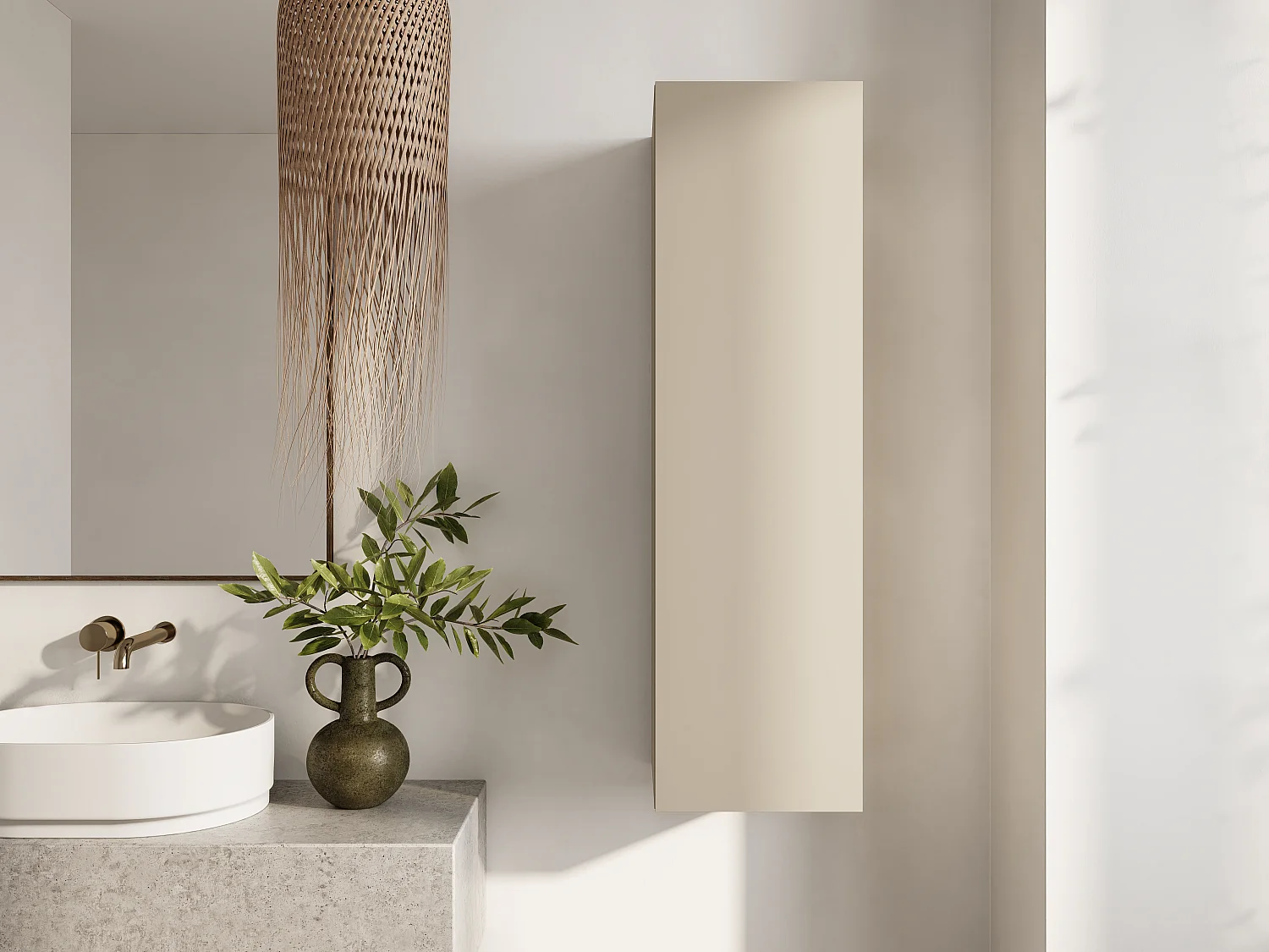 Colonne de salle de bain suspendue KAYA 105/160 cm – Meuble haut moderne avec système Push to Open