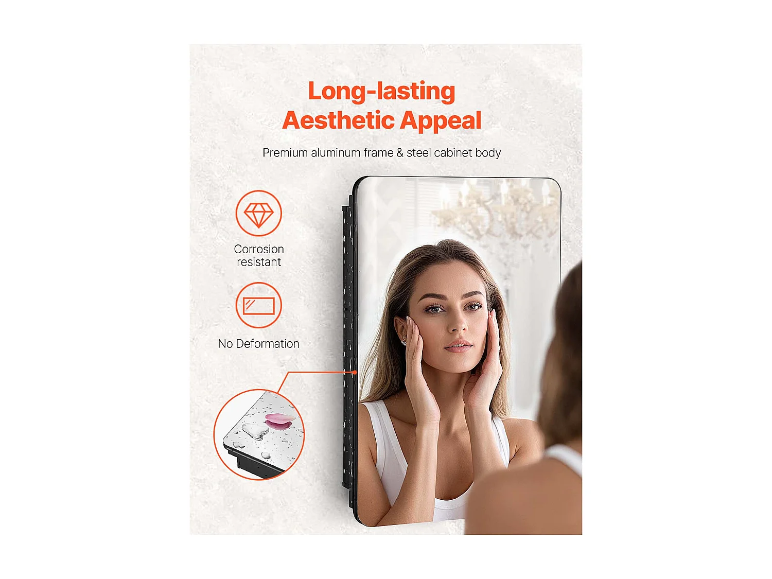 Armoire à Pharmacie, SucceBuy Armoire à Pharmacie - 41 x 61 cm, Armoire à Miroir de Salle de Bain pour Montage Mural ou Installation Encastrée