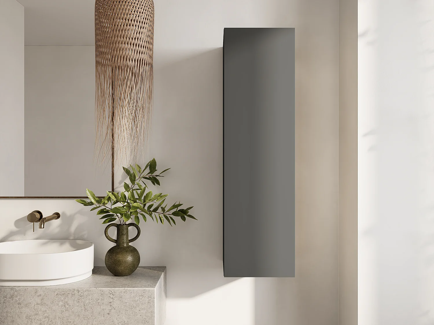 Colonne de salle de bain suspendue KAYA 105/160 cm – Meuble haut moderne avec système Push to Open