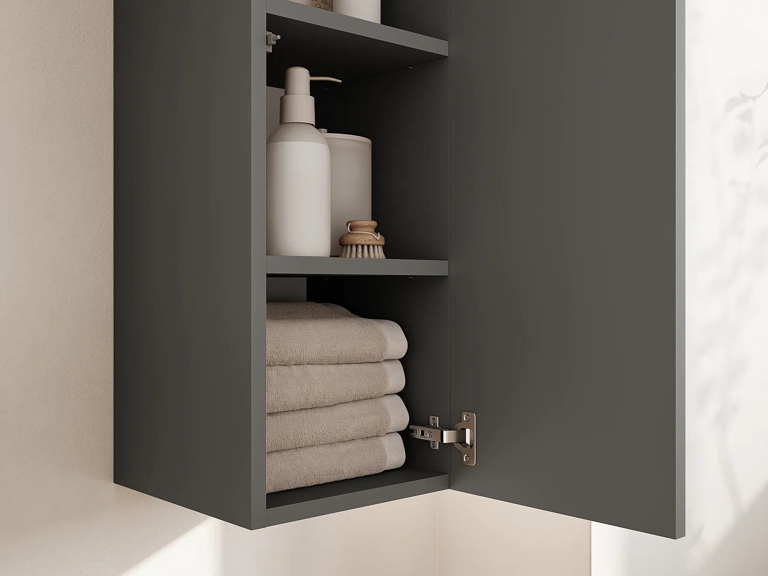 Colonne de salle de bain suspendue KAYA 105/160 cm – Meuble haut moderne avec système Push to Open