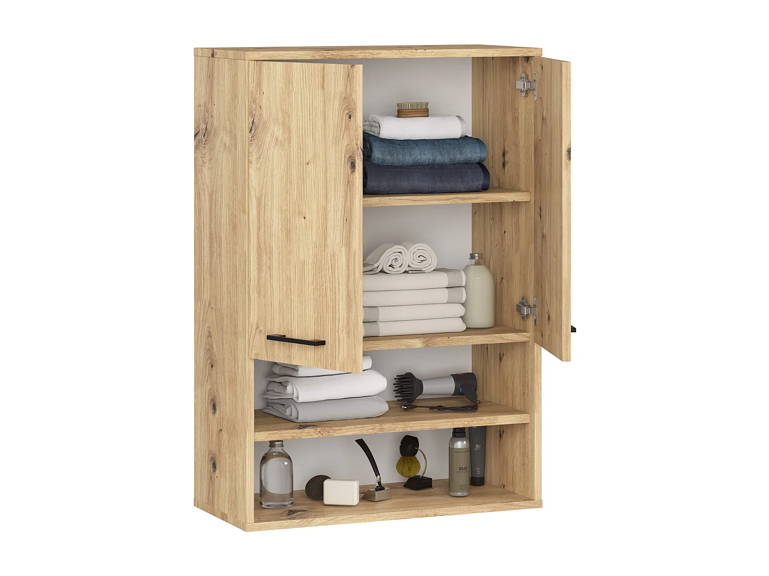 Hangende Badkamerkast FIN H934 W64 met 2 Deuren en 4 Planken / AKORD Furniture Factory / Artisan Eik / 64 x 94 x 30 cm