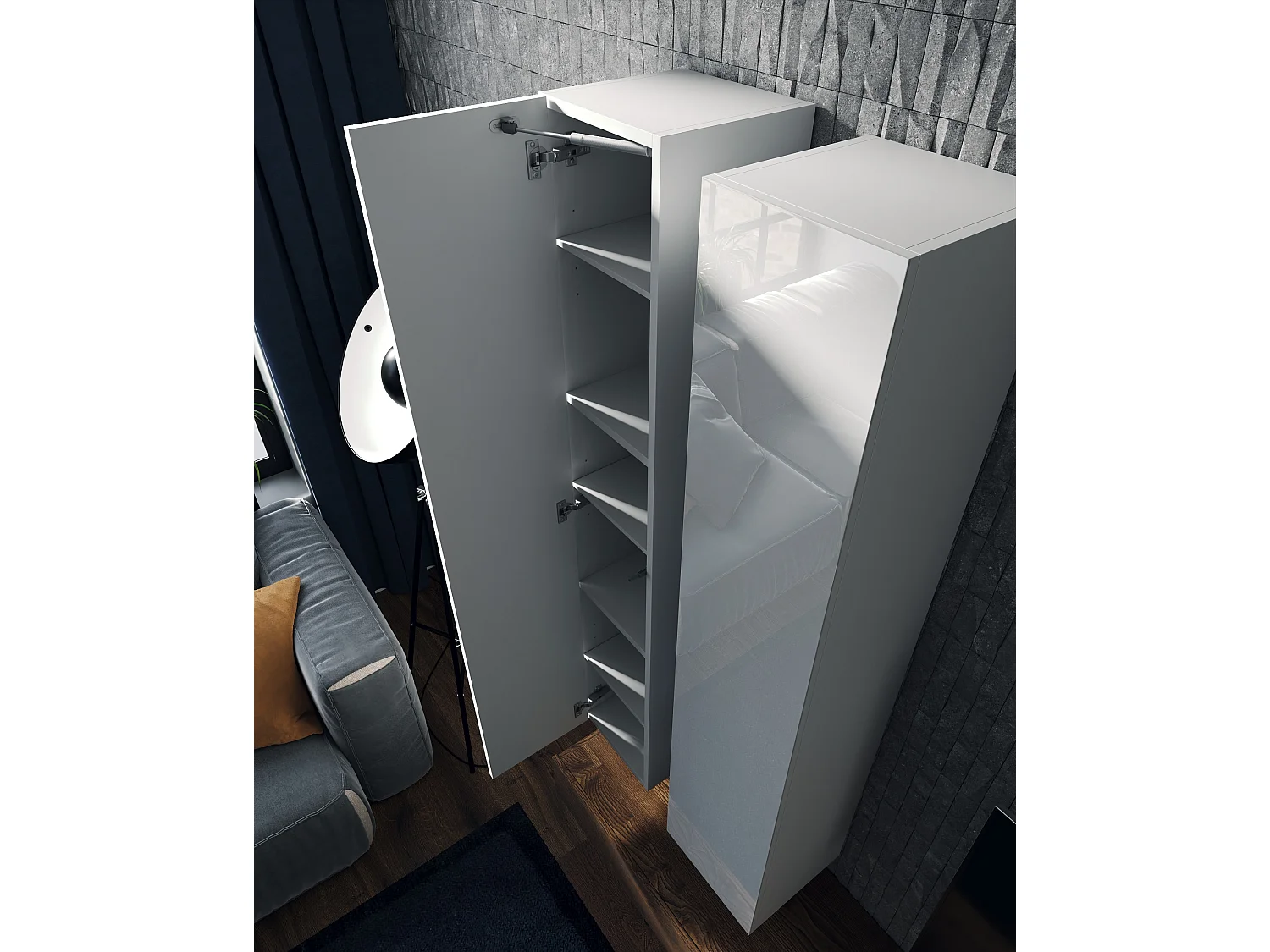 Colonne de salle de bain suspendue KAYA 105/160 cm – Meuble haut moderne avec système Push to Open