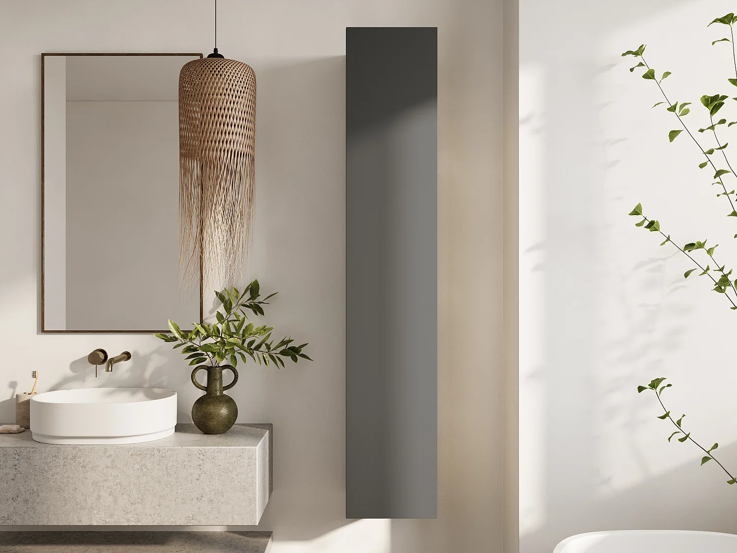 Colonne de salle de bain suspendue KAYA 105/160 cm – Meuble haut moderne avec système Push to Open