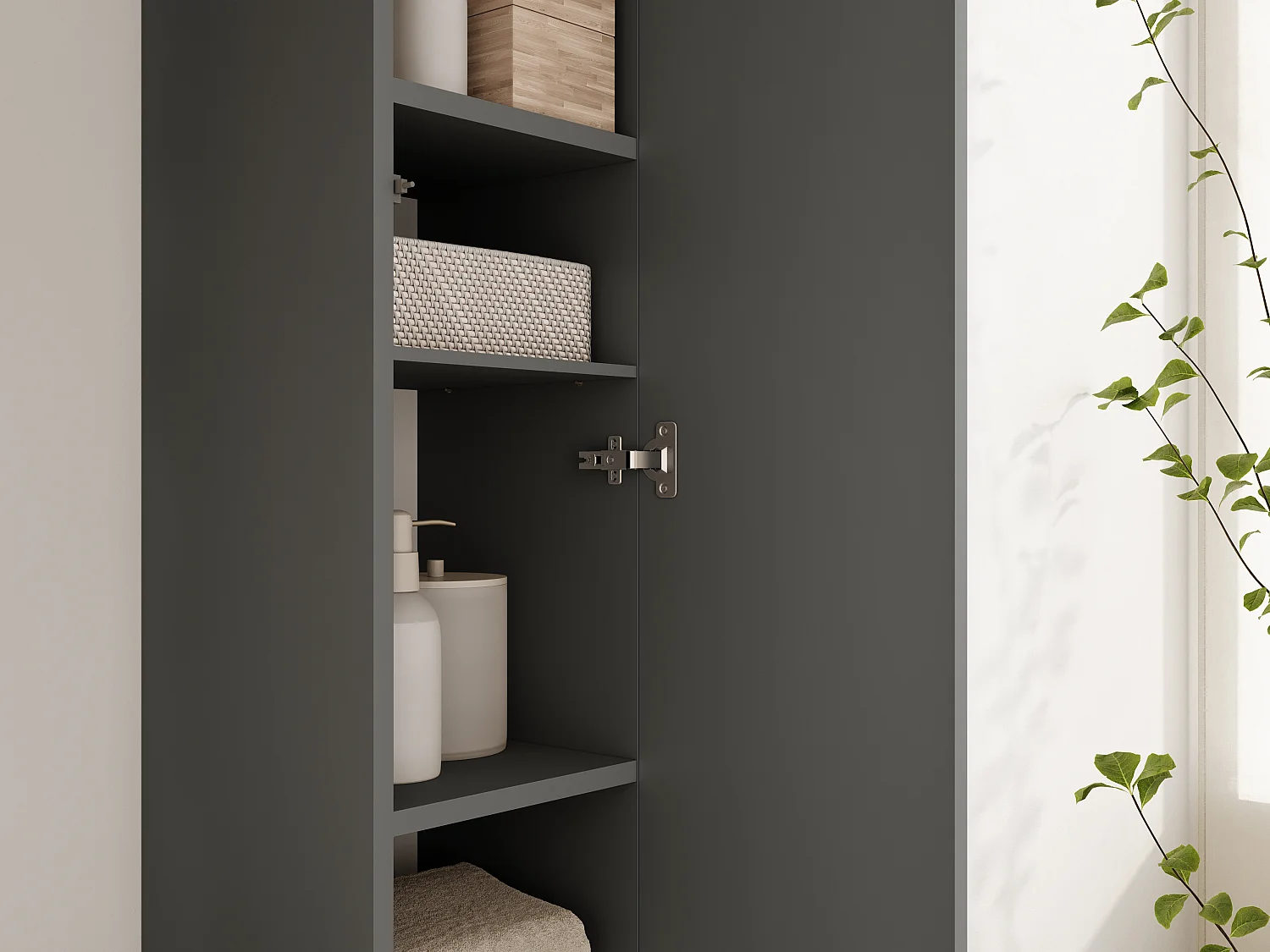 Colonne de salle de bain suspendue KAYA 105/160 cm – Meuble haut moderne avec système Push to Open