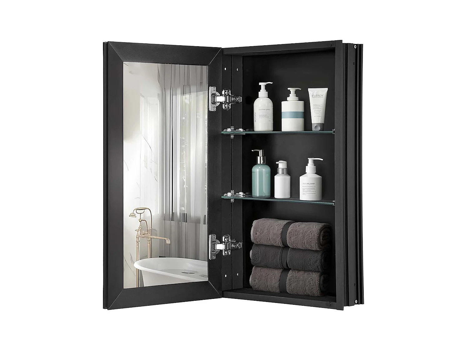 Armoire à Pharmacie, SucceBuy Armoire à Pharmacie - 36 x 61 cm, Armoire à Miroir de Salle de Bain pour Montage Mural ou Installation Encastrée