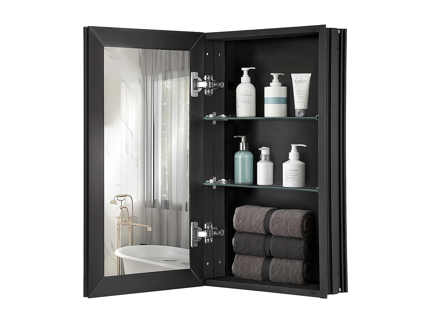 Armoire à Pharmacie, SucceBuy Armoire à Pharmacie - 36 x 61 cm, Armoire à Miroir de Salle de Bain pour Montage Mural ou Installation Encastrée