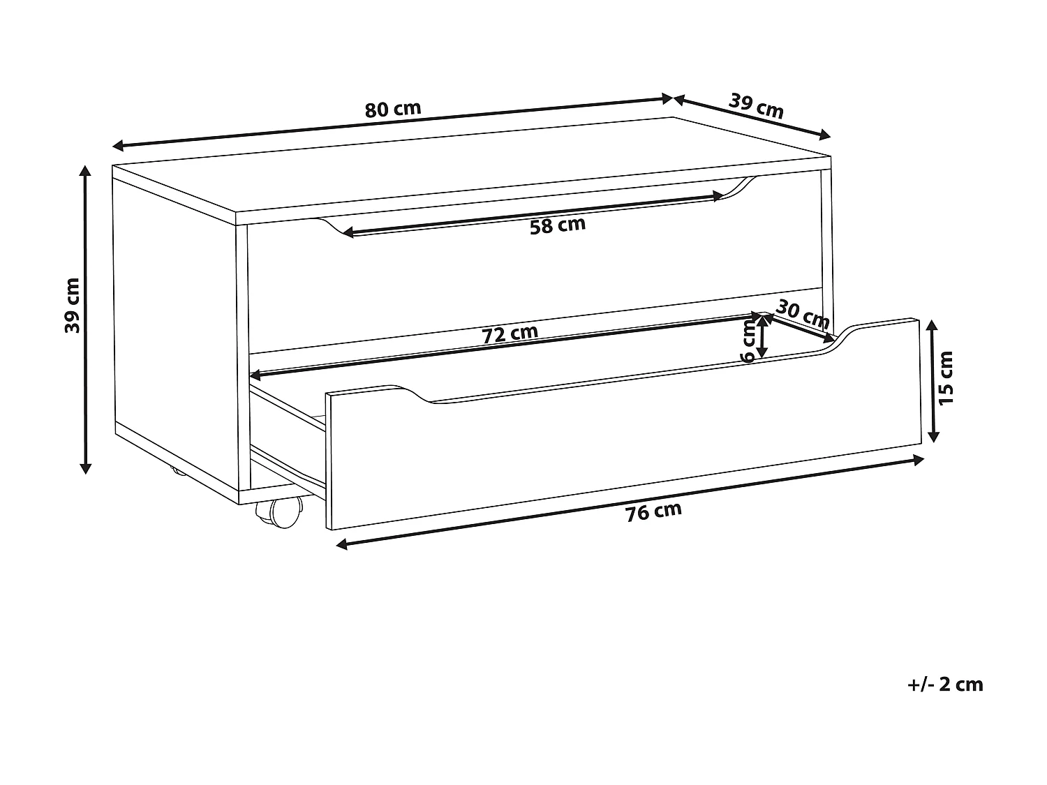 Meuble haut OSASCO avec roues 80 cm Blanc