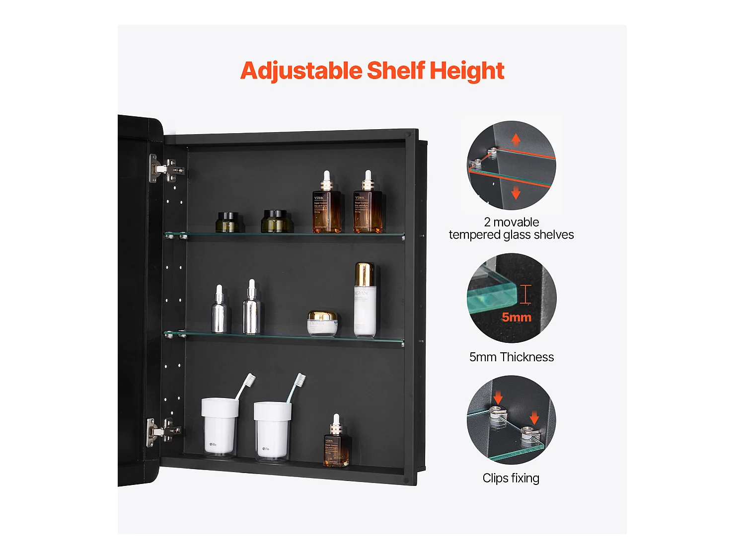 Armoire à Pharmacie, SucceBuy Armoire à Pharmacie, 61 x 76 cm, pour Salle de Bain, avec Miroir et Étages Réglables