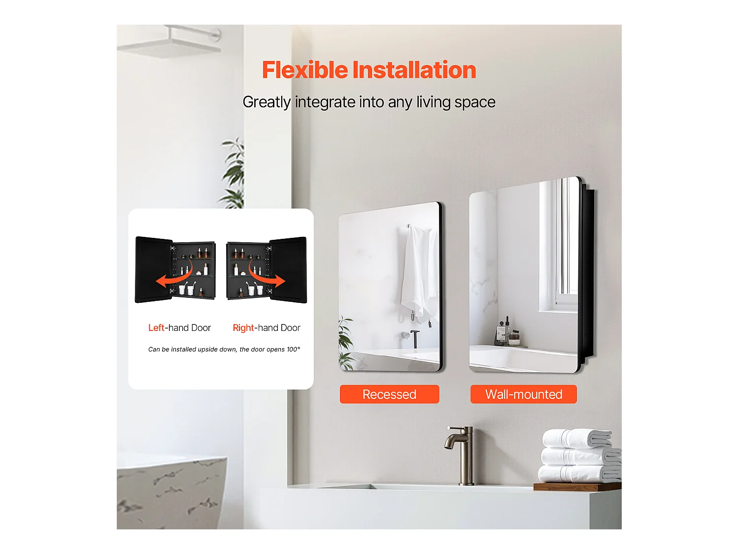 Armoire à Pharmacie, SucceBuy Armoire à Pharmacie, 61 x 76 cm, pour Salle de Bain, avec Miroir et Étages Réglables