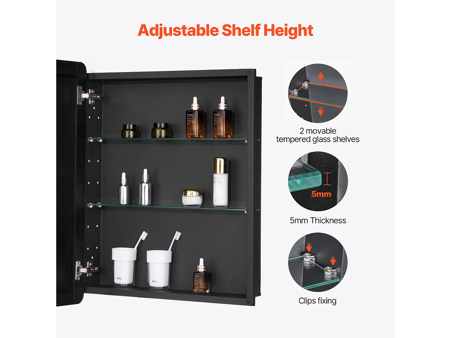 Armoire à Pharmacie, SucceBuy Armoire à Pharmacie, 61 x 76 cm, pour Salle de Bain, avec Miroir et Étages Réglables