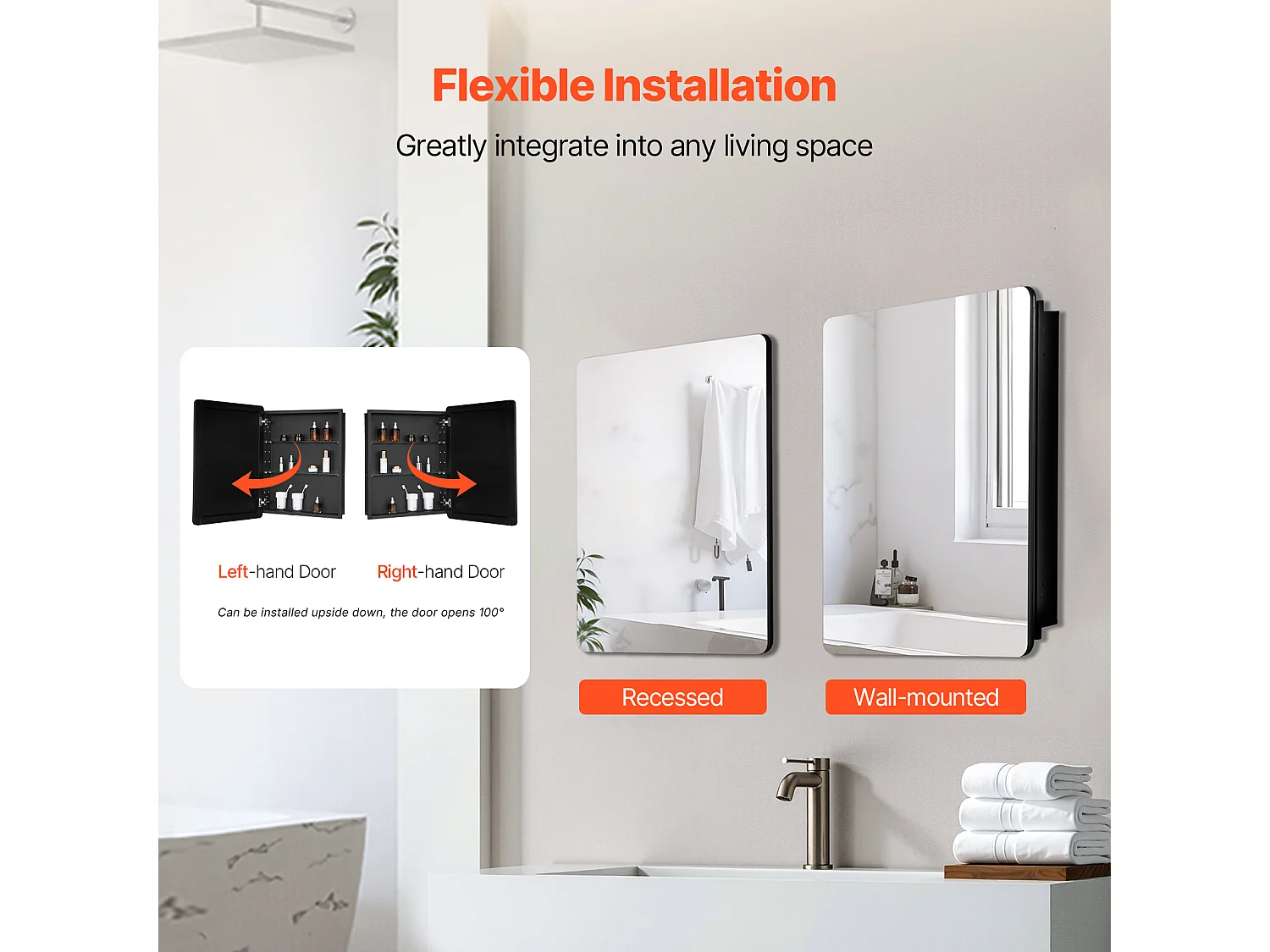 Armoire à Pharmacie, SucceBuy Armoire à Pharmacie, 61 x 76 cm, pour Salle de Bain, avec Miroir et Étages Réglables