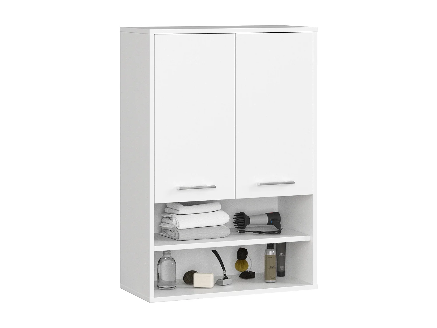 Hangende Badkamerkast FIN H934 W64 met 2 Deuren en 4 Planken / AKORD Furniture Factory / Wit / 64 x 94 x 30 cm