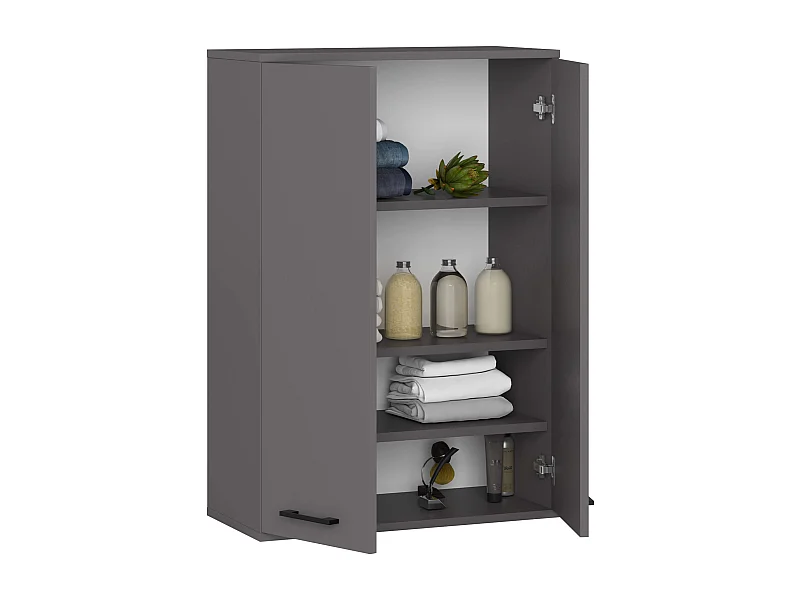 Hangende Badkamerkast FIN H934 W64 met 2 Deuren / AKORD Furniture Factory / Grafietgrijs / 64 x 94 x 30 cm