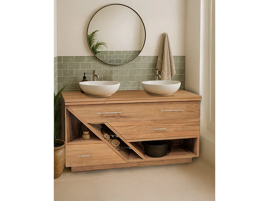 Diva bois - Meuble salle de bain en teck 145 cm