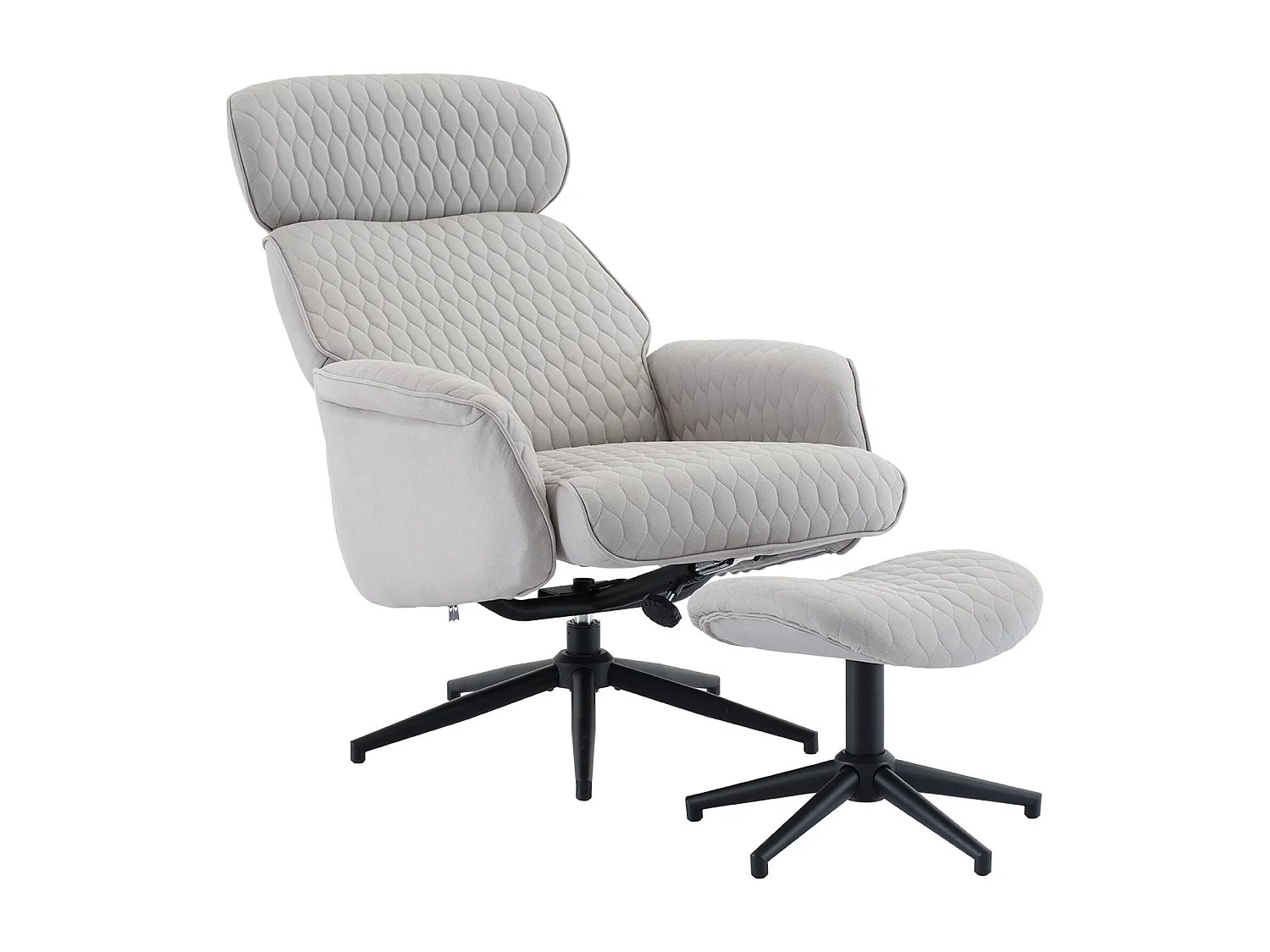 360° draaibare ergonomische kantelbare bureaustoel met kruk - lichtgrijs