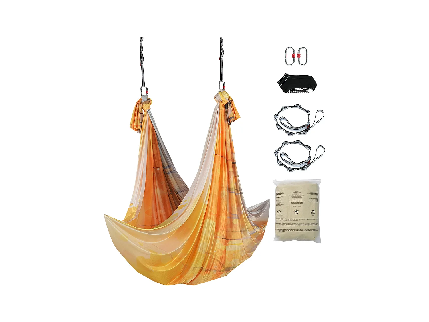 Hamac de Yoga Aérien SucceBuy 5,5 mètres Kit de Fitness Doré Élingue Suspendue Inversion Nylon