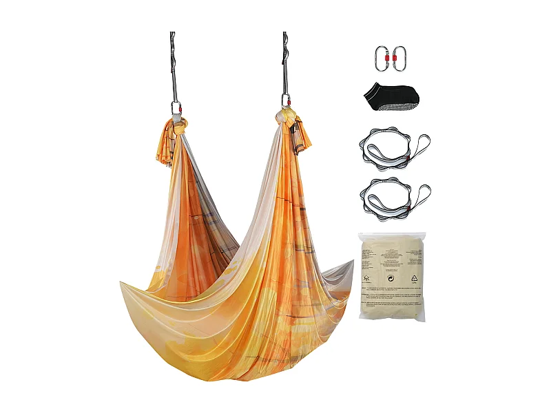 Amaca Yoga Aereo SucceBuy 5,5 Metri Kit Fitness Oro, Cinghia Sospesa Inversione Nylon