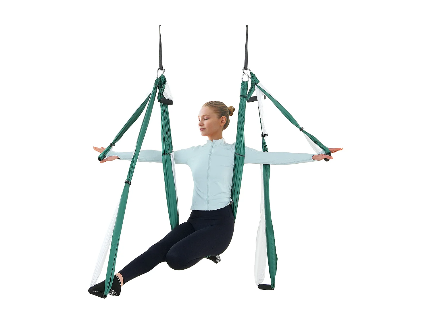 Hamac de Yoga Aérien SucceBuy Balançoire de Yoga Aérienne, Hamac Trapèze de 2,7 mètres, Vert/Blanc