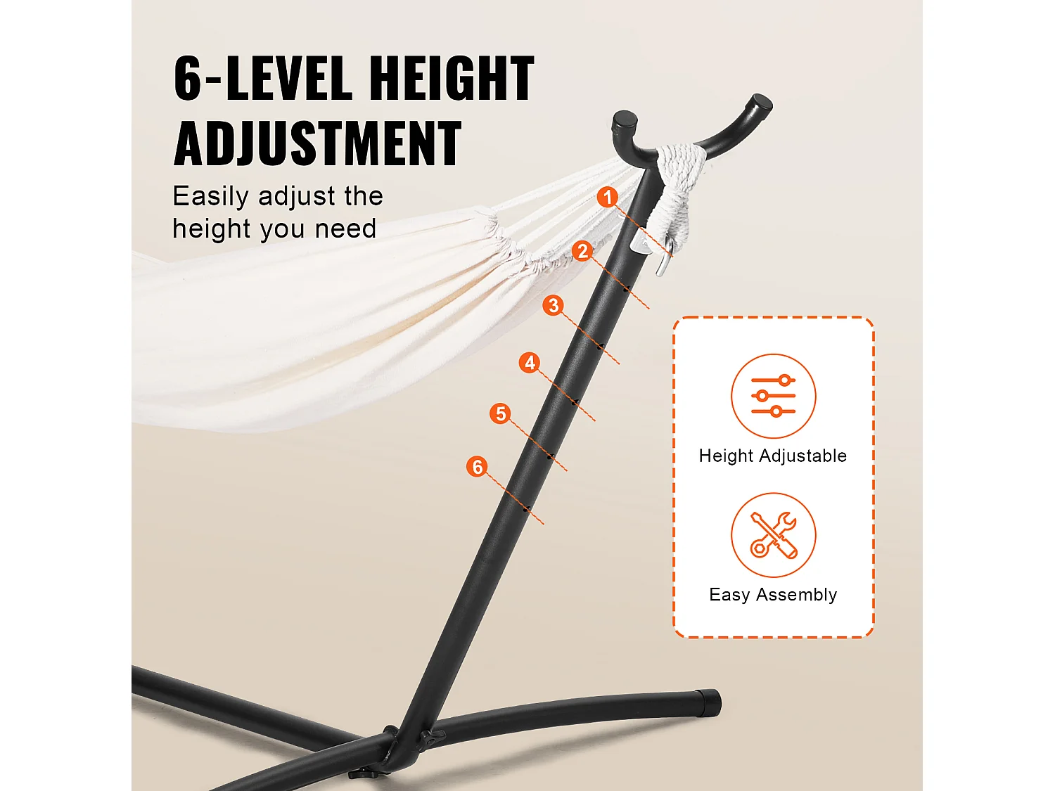 Support de Hamac, SucceBuy Support de Hamac en Acier, Capacité de 204,12 kg, Convient aux Hamacs de 2,9 à 3,85 m, Portable