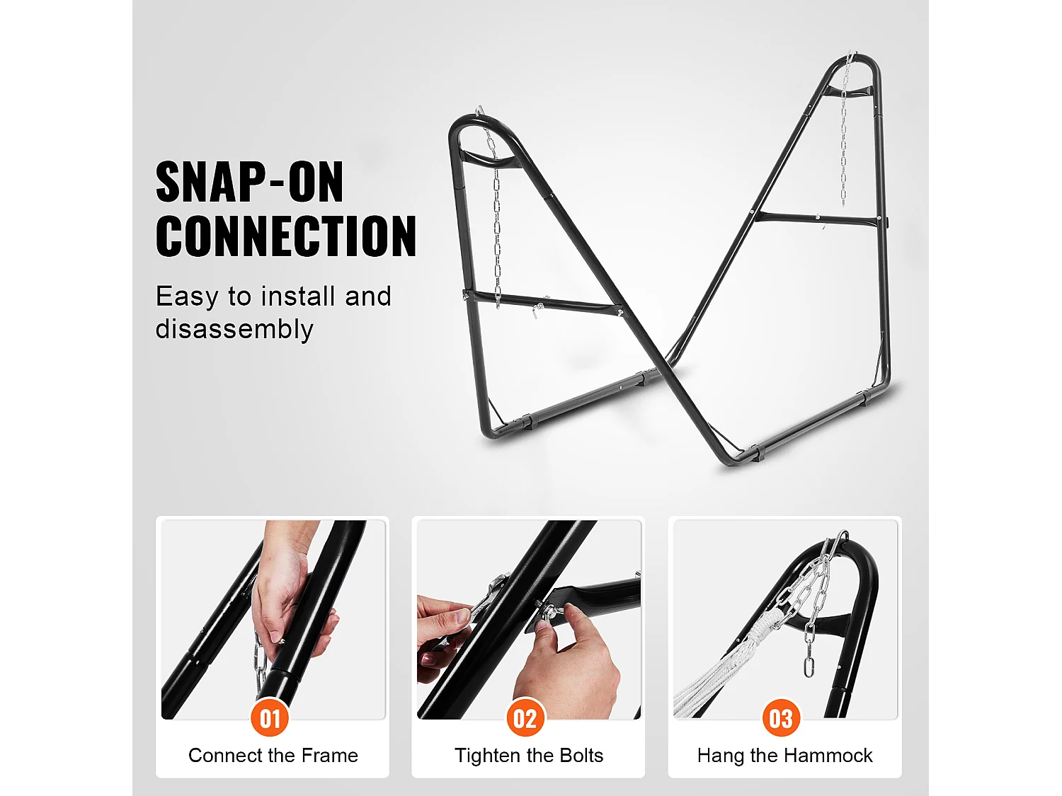 Support de Hamac, SucceBuy Support de Hamac en Acier, Capacité de 249,5 kg, Convient aux Hamacs de 2,3 à 3,9 m, Cadre Robuste