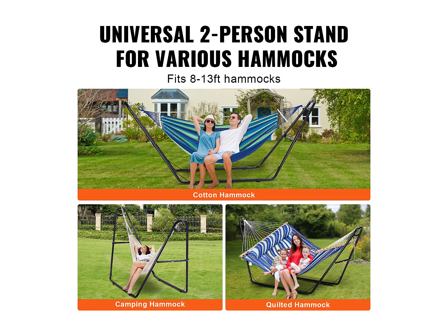 Support de Hamac, SucceBuy Support de Hamac en Acier, Capacité de 249,5 kg, Convient aux Hamacs de 2,3 à 3,9 m, Cadre Robuste