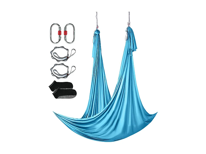 Luftyoga-Hängematte SucceBuy 5,5 Meter, Nylon, Blau, Komplettes Fitness-Kit