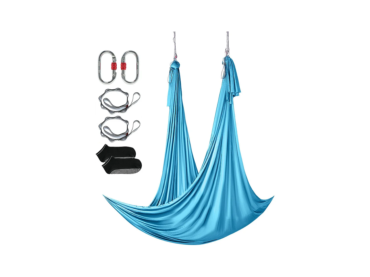 Hamac de Yoga Aérien SucceBuy 5,5 mètres, Nylon, Bleu, Kit Complet pour le Fitness