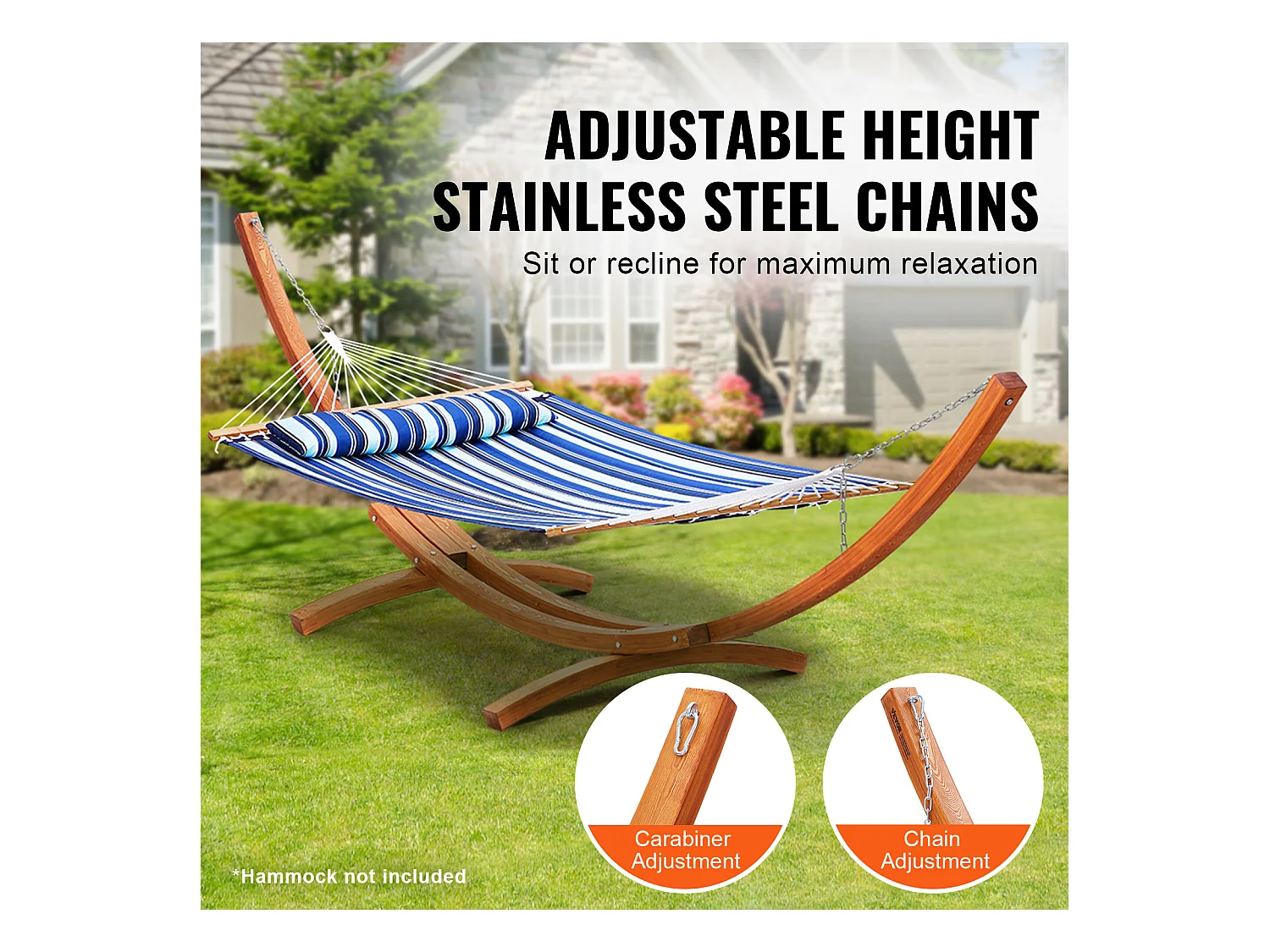 Support de Hamac, SucceBuy Support de Hamac en Bois, Capacité de 215,46 kg, Convient aux Hamacs de 2,8 à 3,9 m