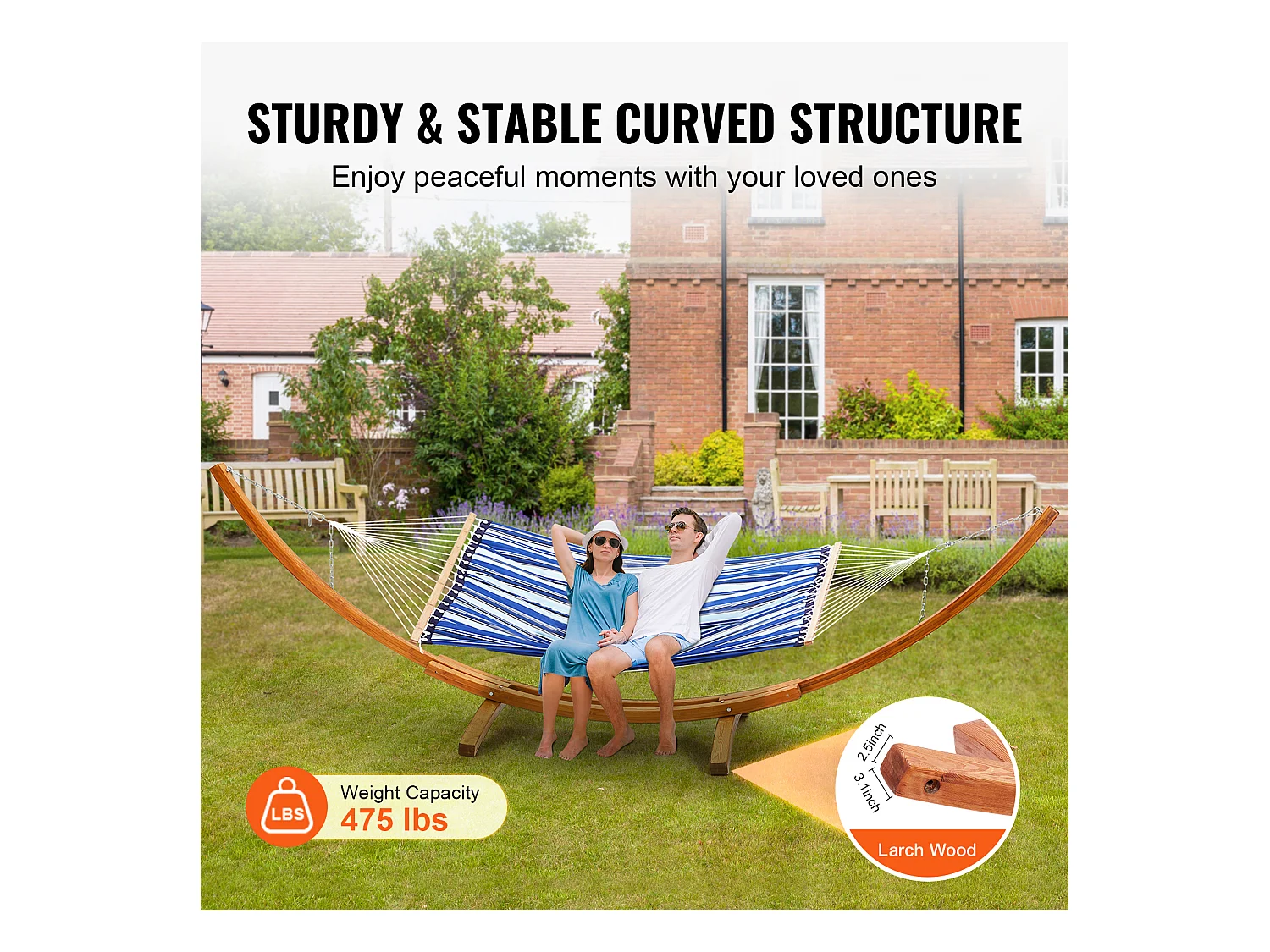 Support de Hamac, SucceBuy Support de Hamac en Bois, Capacité de 215,46 kg, Convient aux Hamacs de 2,8 à 3,9 m