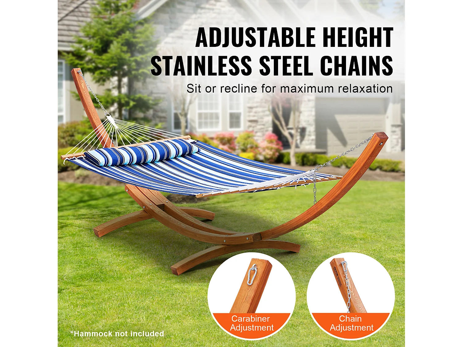 Support de Hamac, SucceBuy Support de Hamac en Bois, Capacité de 215,46 kg, Convient aux Hamacs de 2,8 à 3,9 m