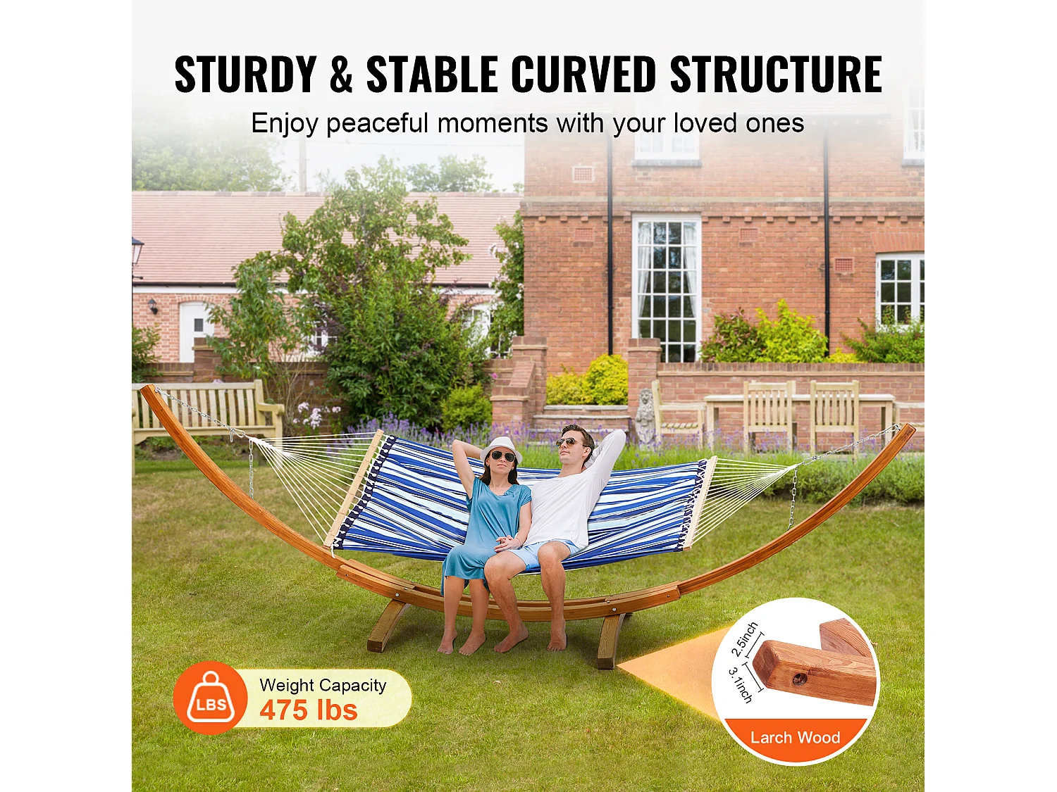 Support de Hamac, SucceBuy Support de Hamac en Bois, Capacité de 215,46 kg, Convient aux Hamacs de 2,8 à 3,9 m