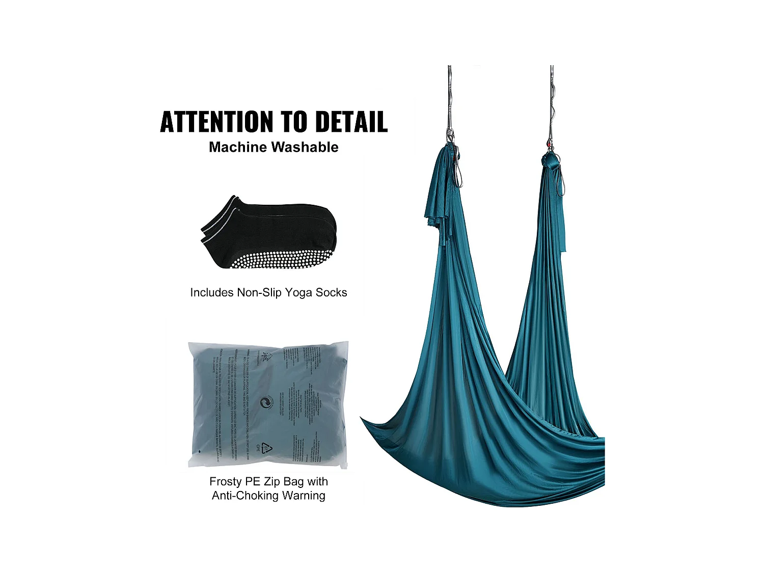 Hamac de Yoga Aérien SucceBuy Yoga Balançoire Hamac Aérien 5,5 mètres Nylon Suspendu Sling Inversion Vert