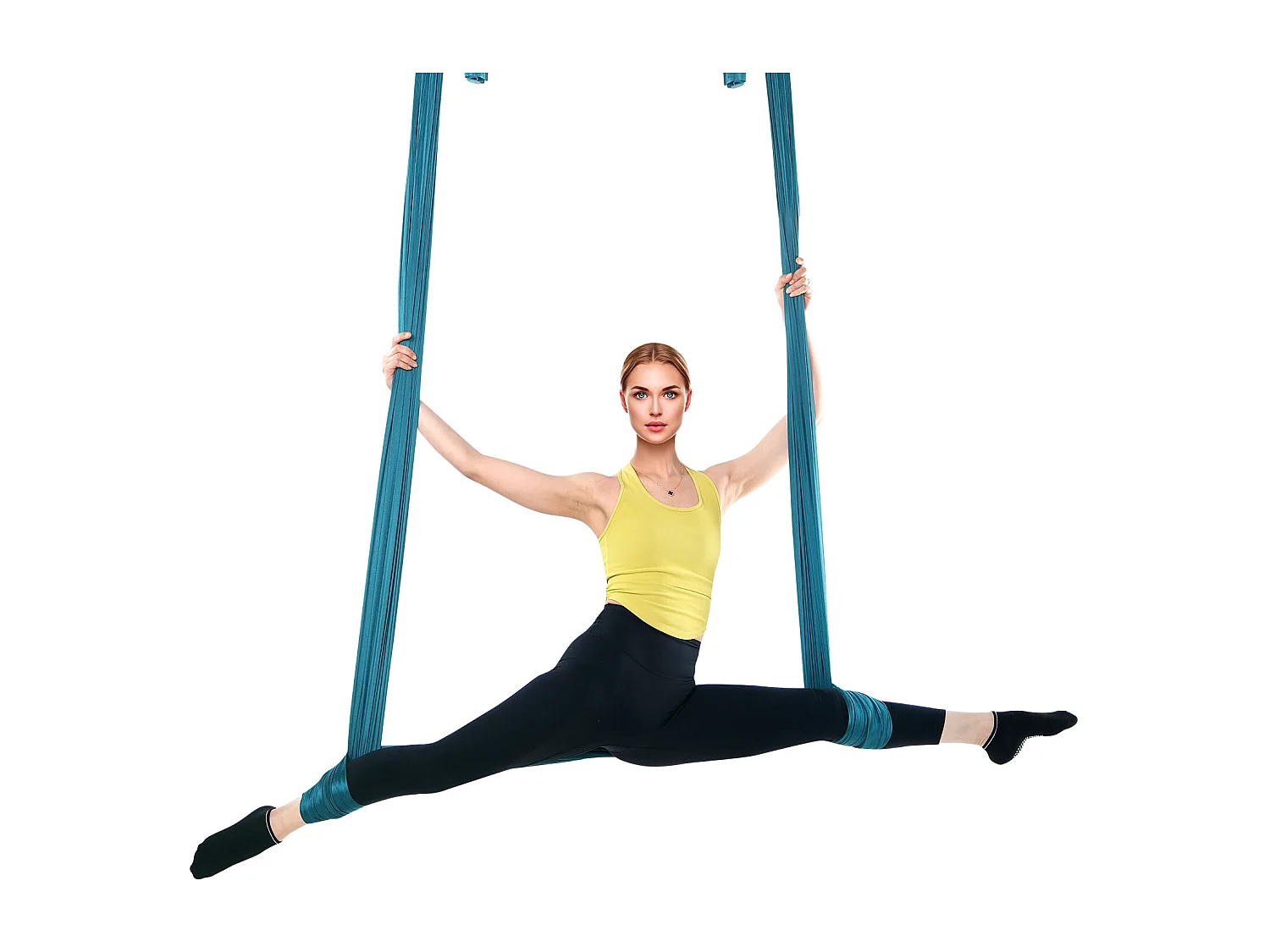 Amaca Yoga/altalena 250x145 Cm, Tessuto Nylon 210T (tipo Paracadute), Portata 250 Kg, Con Staffe E Accessori, Verde Scuro/verde Chiaro