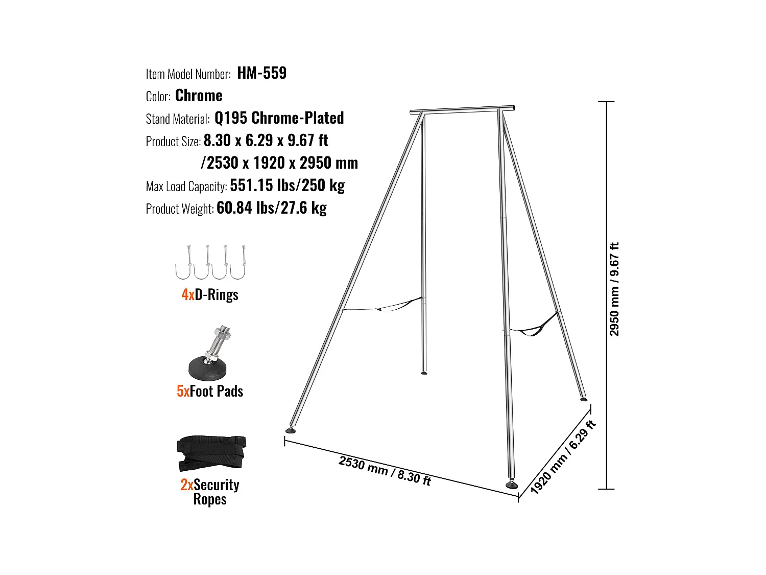 Hamac de Yoga Support de Balançoire Aérienne SucceBuy, Cadre de Yoga, Cadre en Acier Porteur de 250kg