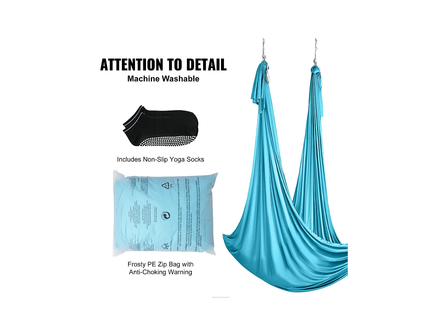 Hamac de Yoga Aérien SucceBuy Ensemble de Balançoire de Yoga Aérien en Soie 11 mètres Hamac Trapèze Inversion Mouche Bleu