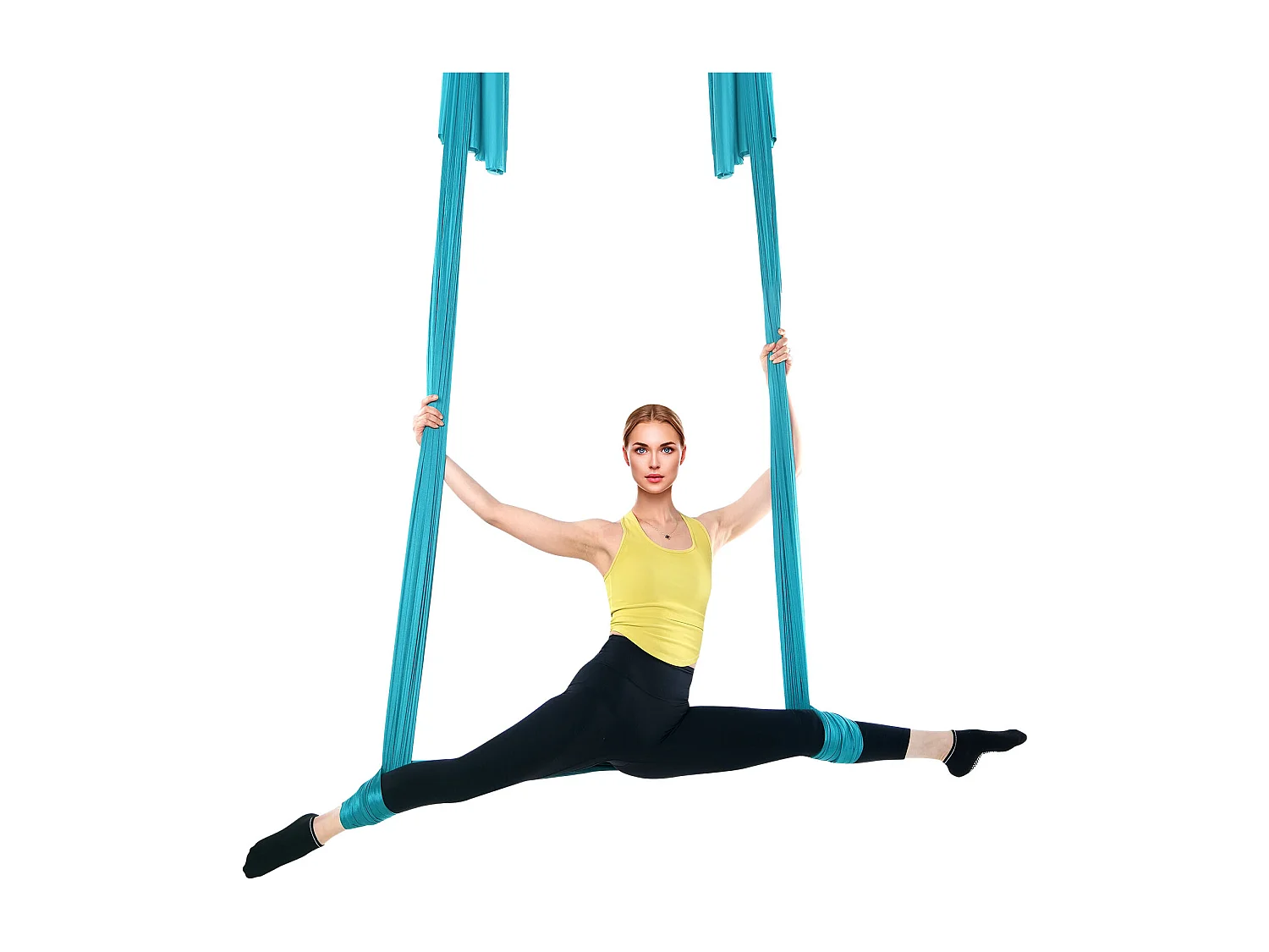 Hamac de Yoga Aérien SucceBuy Ensemble de Balançoire de Yoga Aérien en Soie 11 mètres Hamac Trapèze Inversion Mouche Bleu