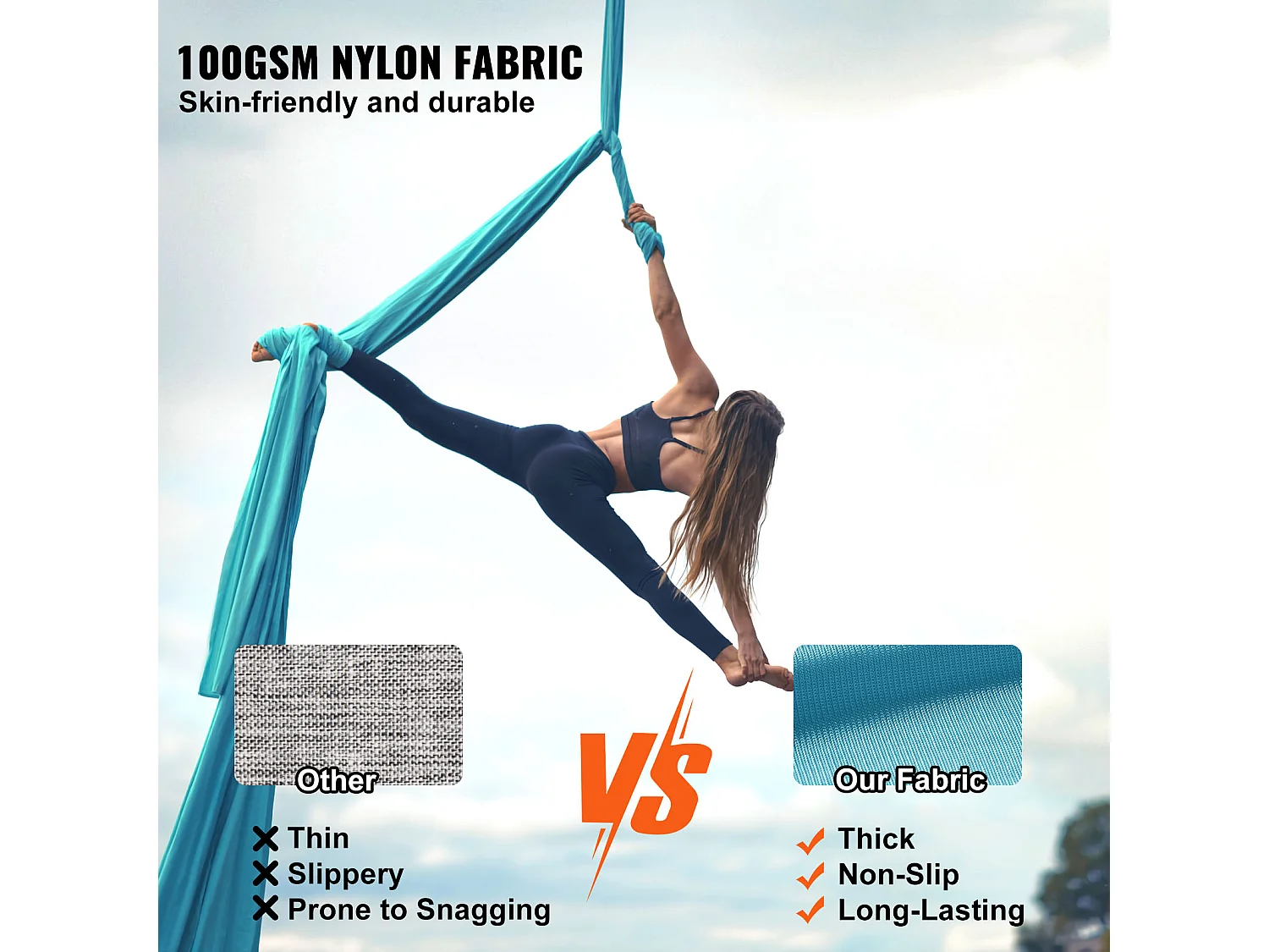 Lucht Yoga Hangmat SucceBuy Set Van 11 Meter Zijde Lucht Yoga Schommel Trapeze Inversie Blauw