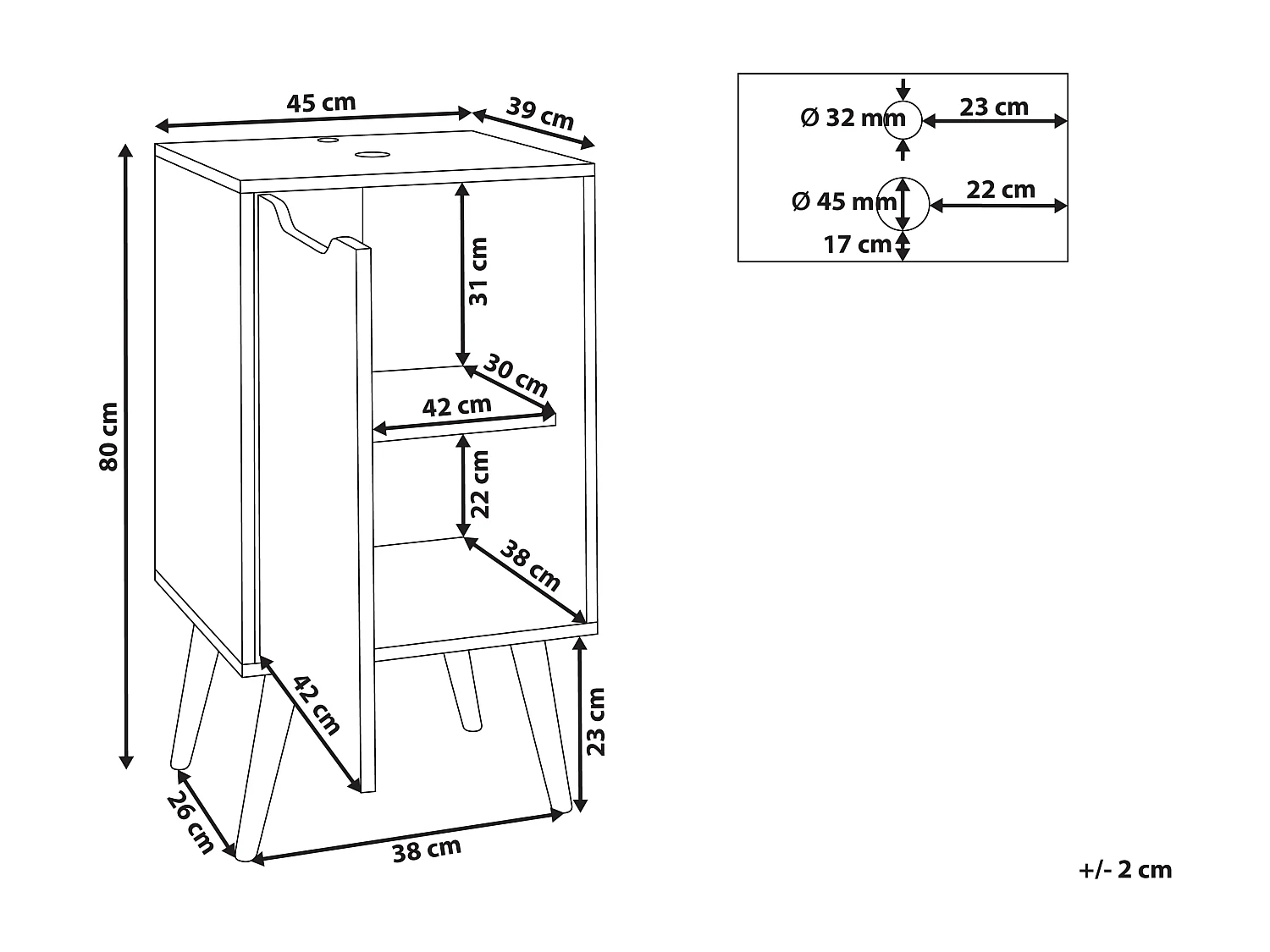 Waschbeckenunterschrank JUNIN 45 cm Hellbraun