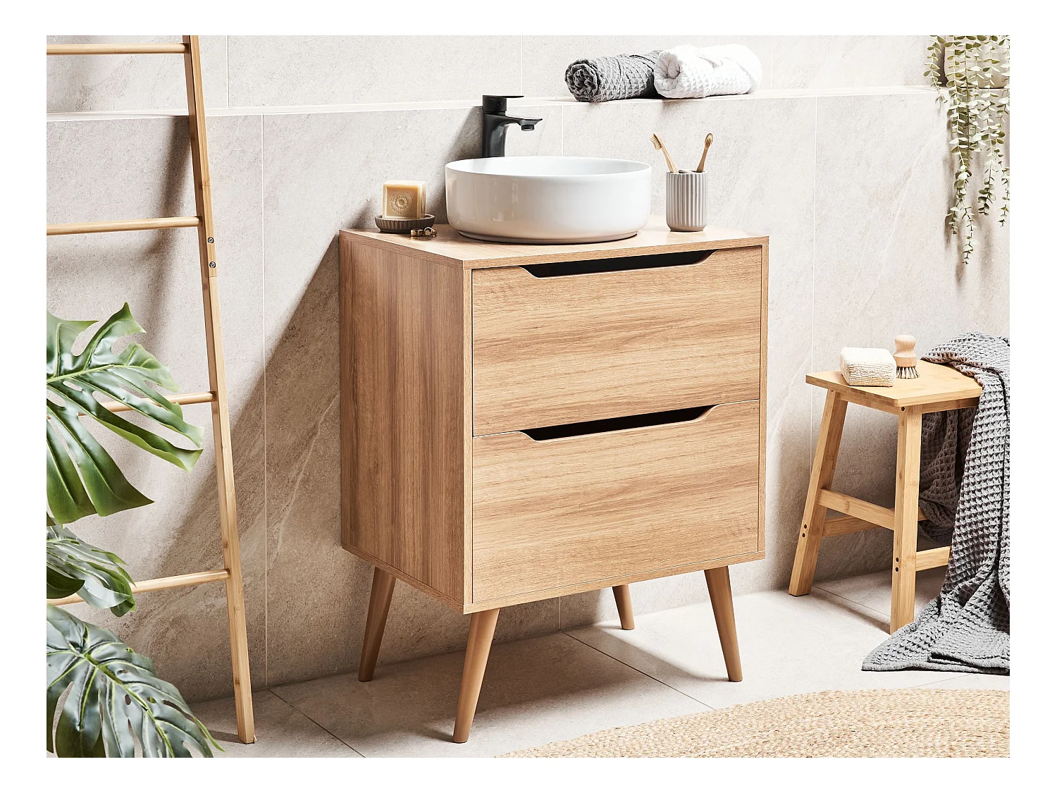 Mobile per lavabo CARIACICA 60 cm Marrone chiaro