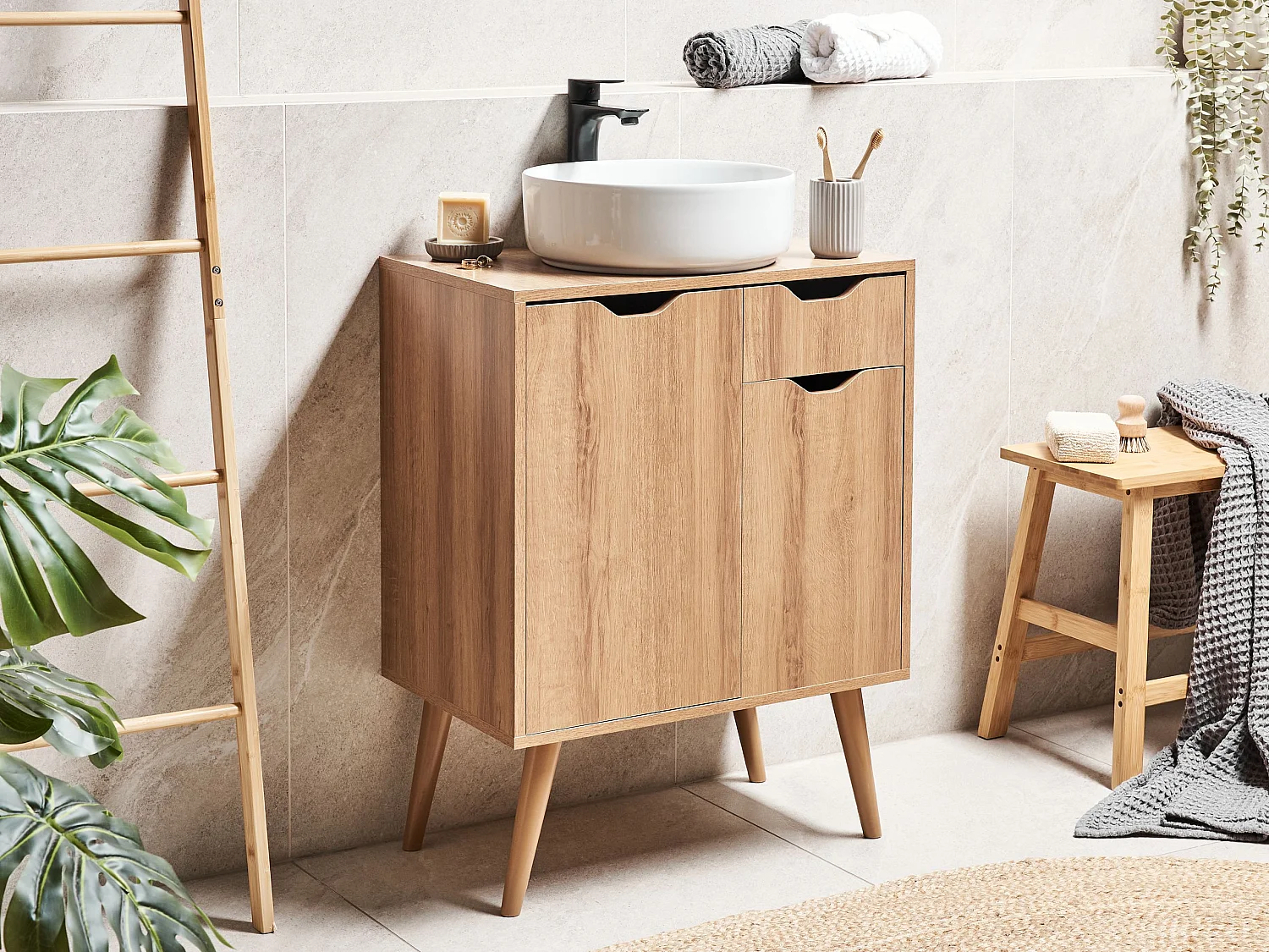 Meuble-lavabo CANOAS 60 cm Marron clair