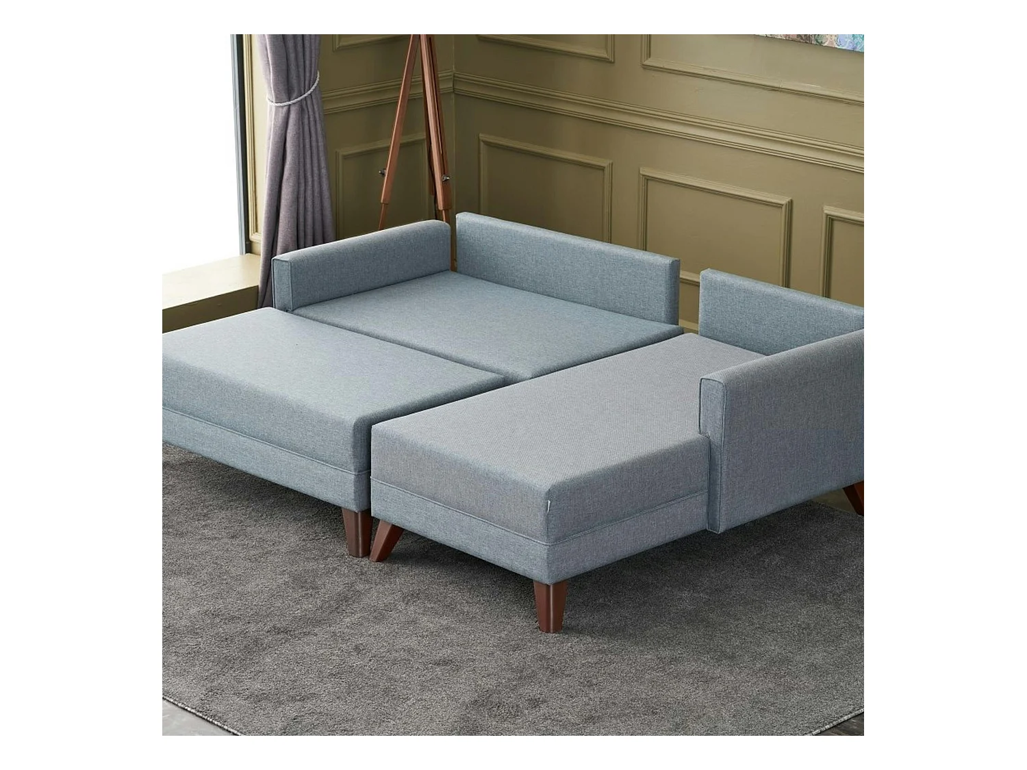 Canapé d'angle convertible bleu gris - côté droit SPLIT